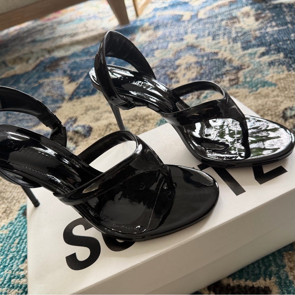 SCHUTZ - Lume - Black Patent Strappy Heeled Sandals - Women - Picture 2 of 7